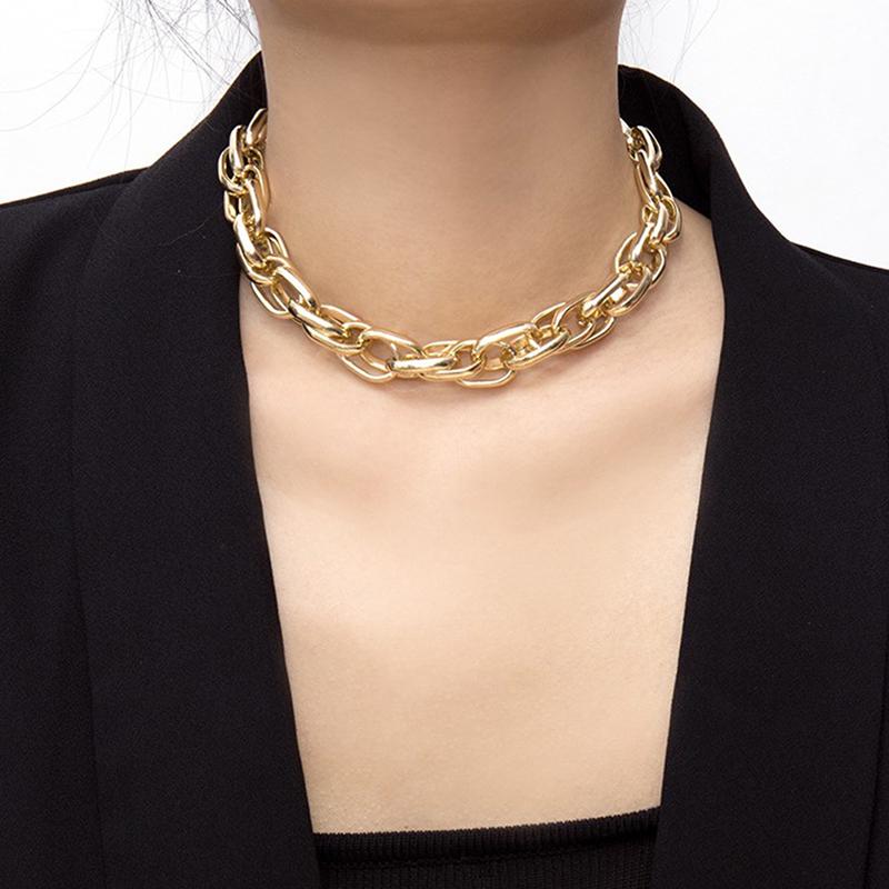 Панк преувеличенное тяжелое металлическое ожерелье-колье с толстой цепочкой, женское готическое ювелирное изделие, подарок