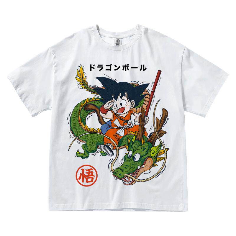 2026 Summer Dragon Ball Oversized Tshirt High Quality Cotton Unisexga Grid Character Print Unisex Relaxing and Comfortable