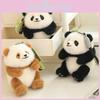 He Qizai Fubao Hua Panda Plush Toy Keychain Cartoon Stuffed Doll Decoration Bag