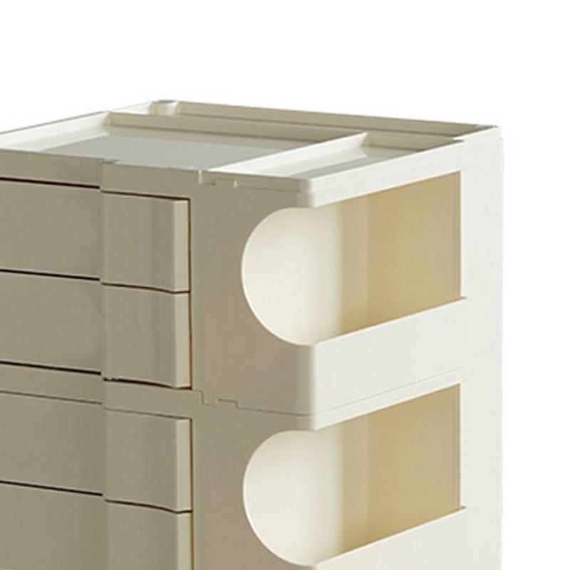 Rolling Nightstand 3 Layer Rotating Drawer Impact Resistant Plastic Wheel Bedside Table for Bedroom