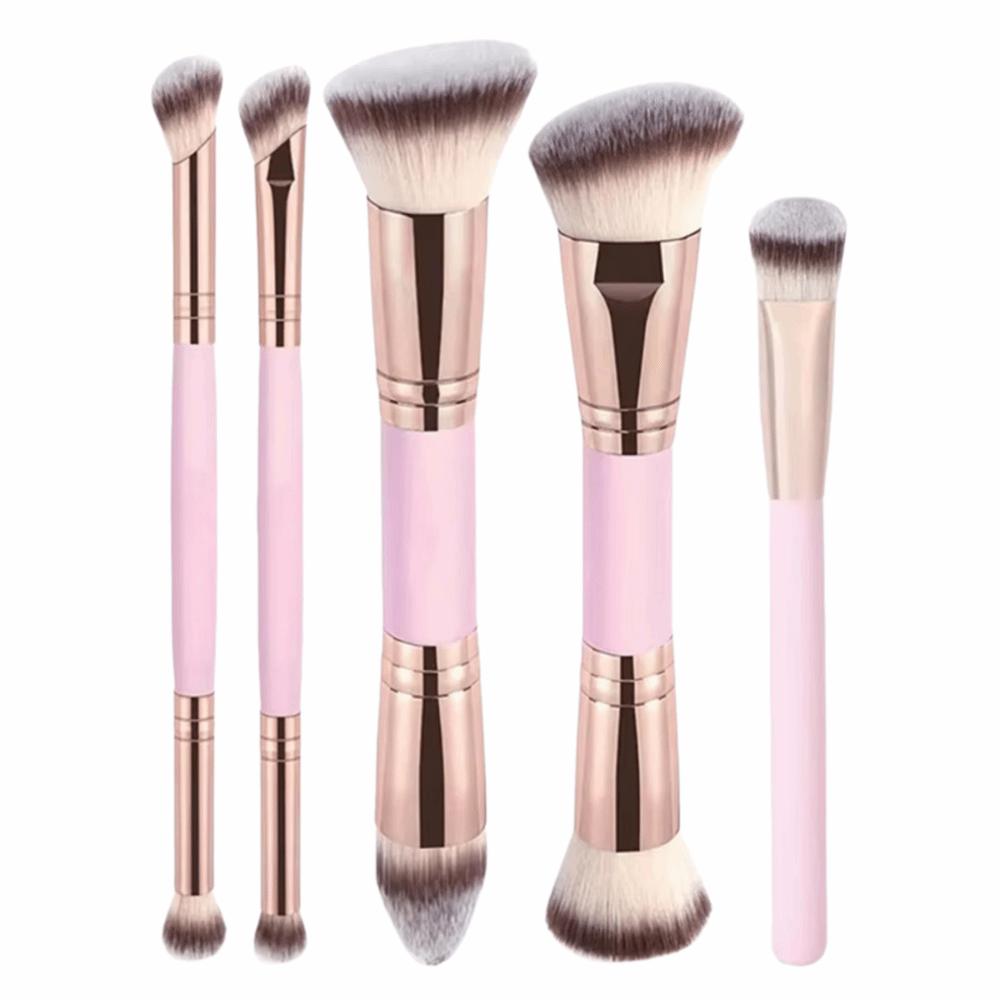 2/4/5Pcs Flat Top Dual-ended Makeup Brushes Soft Bristle Foundation Brush Set  Beginner Makeup