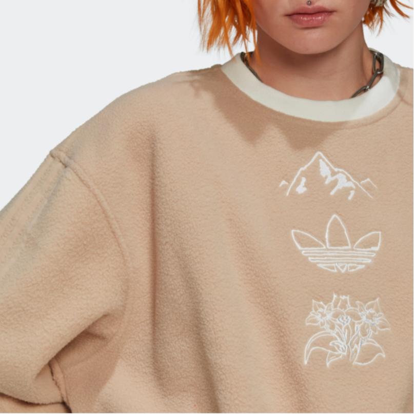 adidas Свитер с рисунком трилистника Originals и вышитым логотипом, женские топы, светло-коричневые HM1607