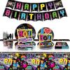 80s Theme Birthday Party Disposable Plates, Cups, Napkins & Banners