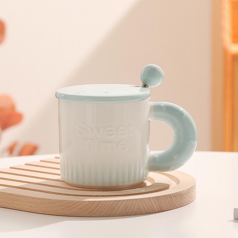 High Looking Small Fresh Ceramic Water Cup Creative Simple Macaron Coffee Cup Home Couple Office Mug