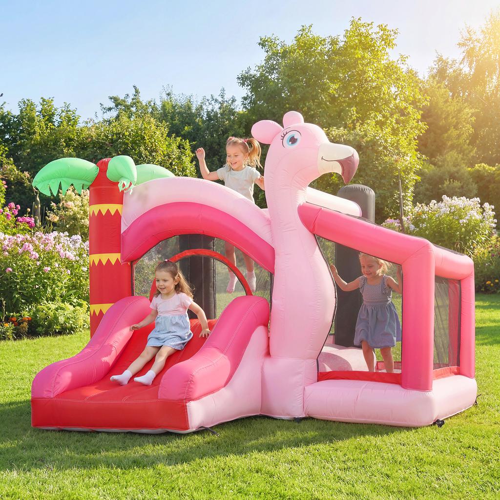 Inflatable Castle for Children with Blower Slide Trampoline Ball Pit Basketball Hoop 255x230x196cm