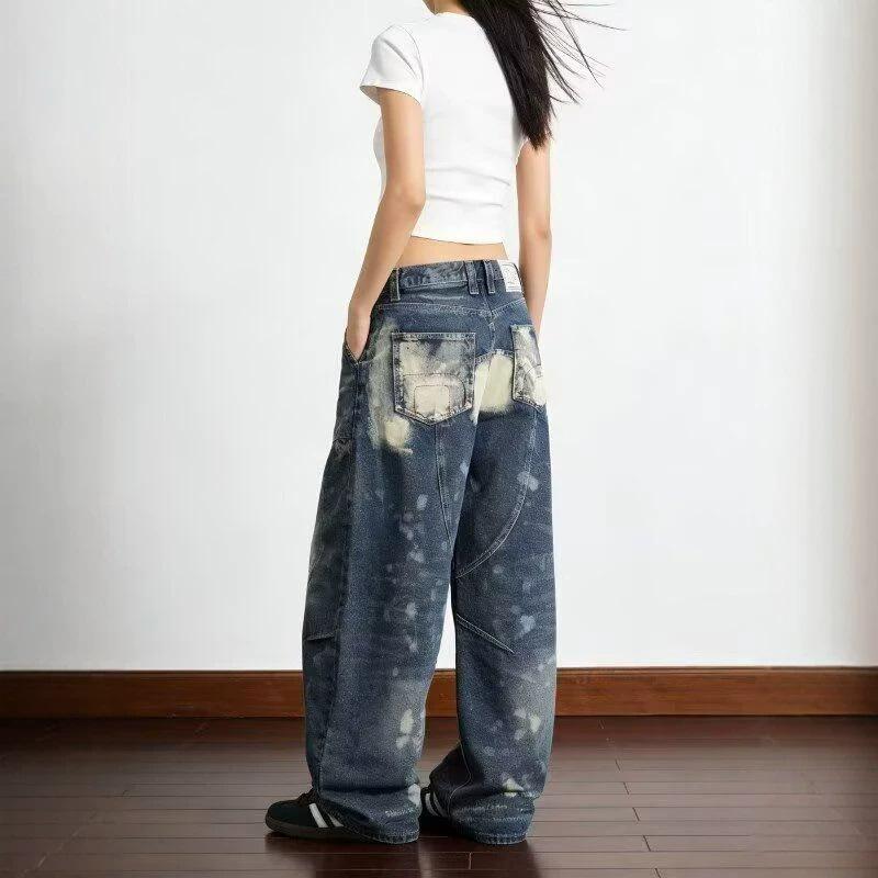 Women Straight Leg Denim Jeans Casual Solid Color Cotton Blend High Waist Daily Streetwear Long Pants