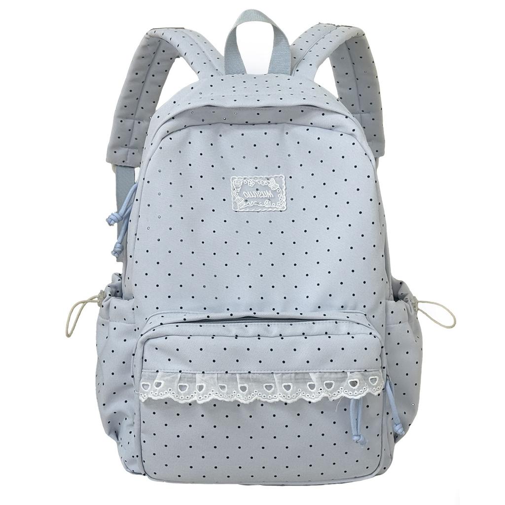 Schoolbag, Japanese-style girl's polka dot backpack, women's large capacity lightweight student backpack, cute cartoon new versatile backpack