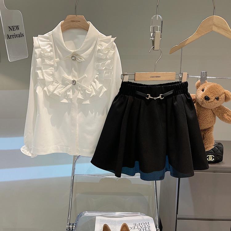 Белая кружевная блузка с длинными рукавами и бантом в стиле Лолита для девочек: Корейский стиль, Универсальный, Милый для весны и осени