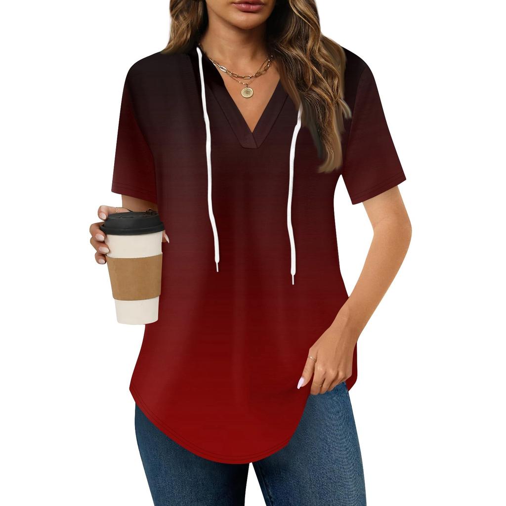 Женские летние футболки с V-образным вырезом, толстовки с коротким рукавом, туники, повседневные свободные туники, толстовки
