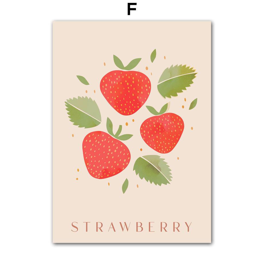 Грейпфрут Малина Вишня Банан Лимон Плакаты и принты Холст Картина Скандинавские настенные художественные картины для декора кухни