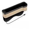 Car Crevice Storage Box with 2 USB Charger Colorful LED Seat Gap Slit Pocket Seat Organizer Card Phone Bottle Cups Holder