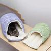 Warm Semi-sealed Pet Bed Checkered Pattern Cat Cotton Nest Winter Cat Bed  for Rabbit Cats