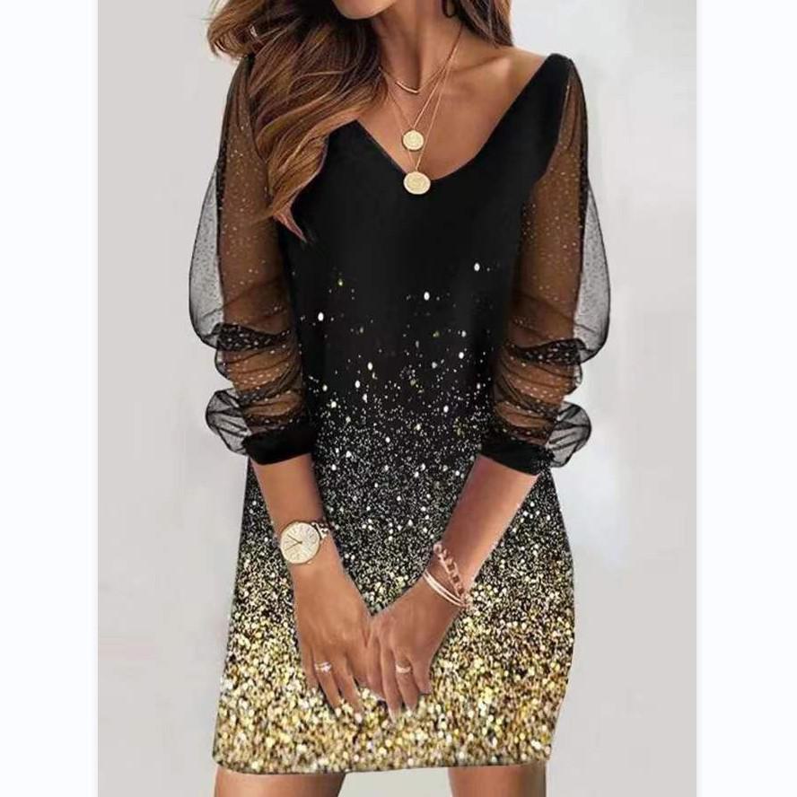 2023 Spring Sequined Mesh Perspective Women's Dress