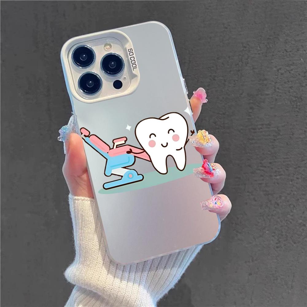 Чехол для телефона с рисунком зуба и дантиста для IPhone 16 15 14 13 12 11 Pro Max X XR XSMAX 8 7 Plus Матовый противоударный задний чехол