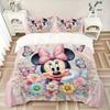 3pcs Cute Minnie Flower Bedding Set, Including 1 Quilt Cover and 2 Pillow Shams, Without Filling, Soft and Comfortable Home Bedroom Fabric, Fashi