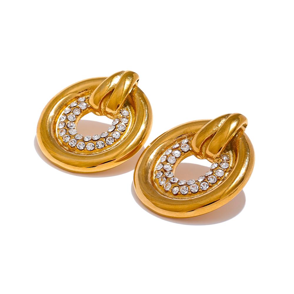 Eetit Популярные металлические круглые полые серьги-гвоздики из нержавеющей стали с кубическим цирконием, устойчивые к потускнению модные ювелирные изделия, бижутерия