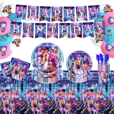 KPOP Тема Синий Охотник на ведьм Флаг для дня рождения Торт Удлинитель Набор воздушных шаров Украшение