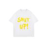 Oversized T-Shirt Black Shut Up Text Print Casual Streetwear Fashion Top For Women And Girls Summer Outfit Statement Tee