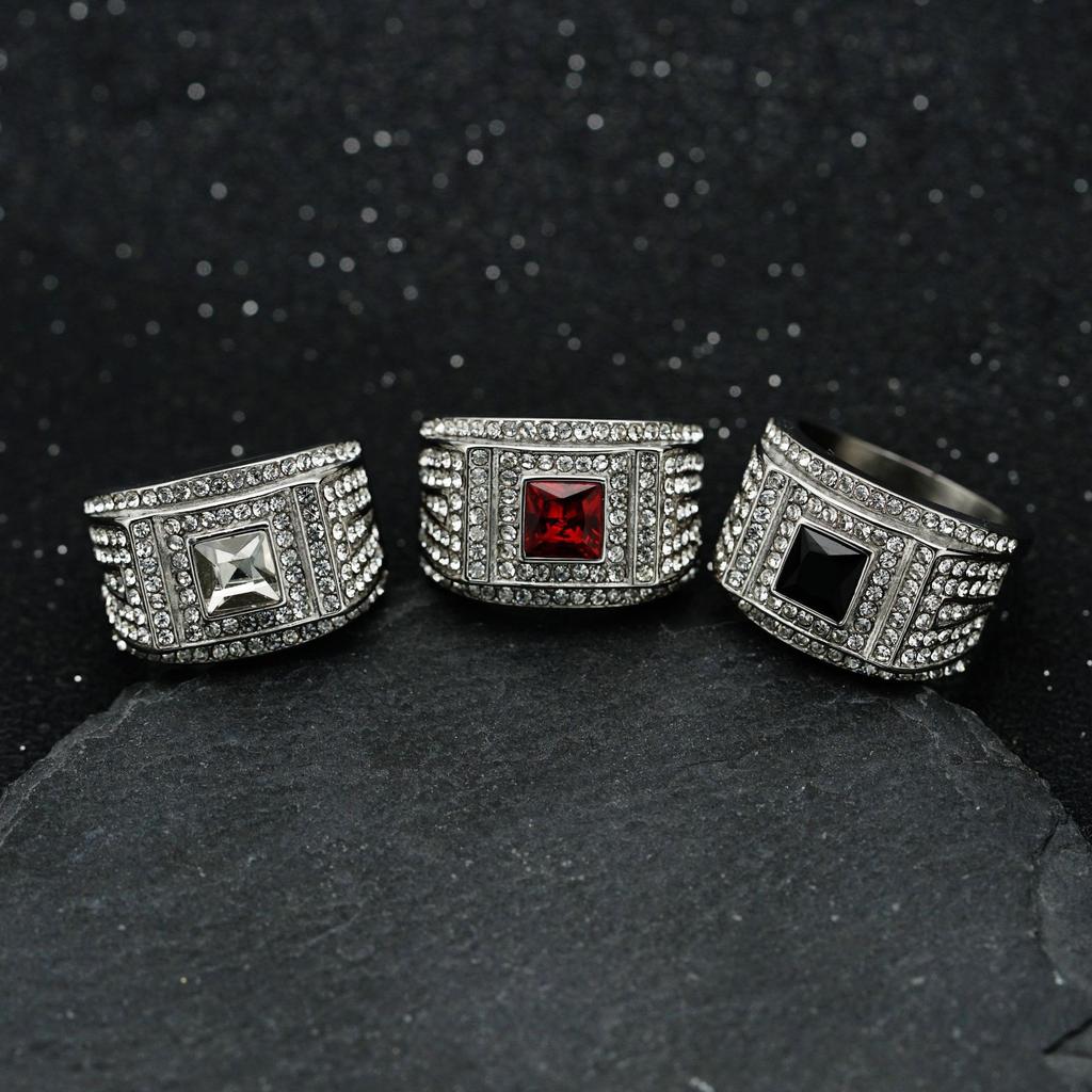 S925 Silver Ring New Full Diamond Three-dimensional Color Diamond Fashion Personalized Gemstone Men's Ring