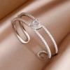 Korea&Japanese Delicate Double Layer Charm Bangles for Women Fashion Brand Jewelry Crystal Heart Bracelets Accessories