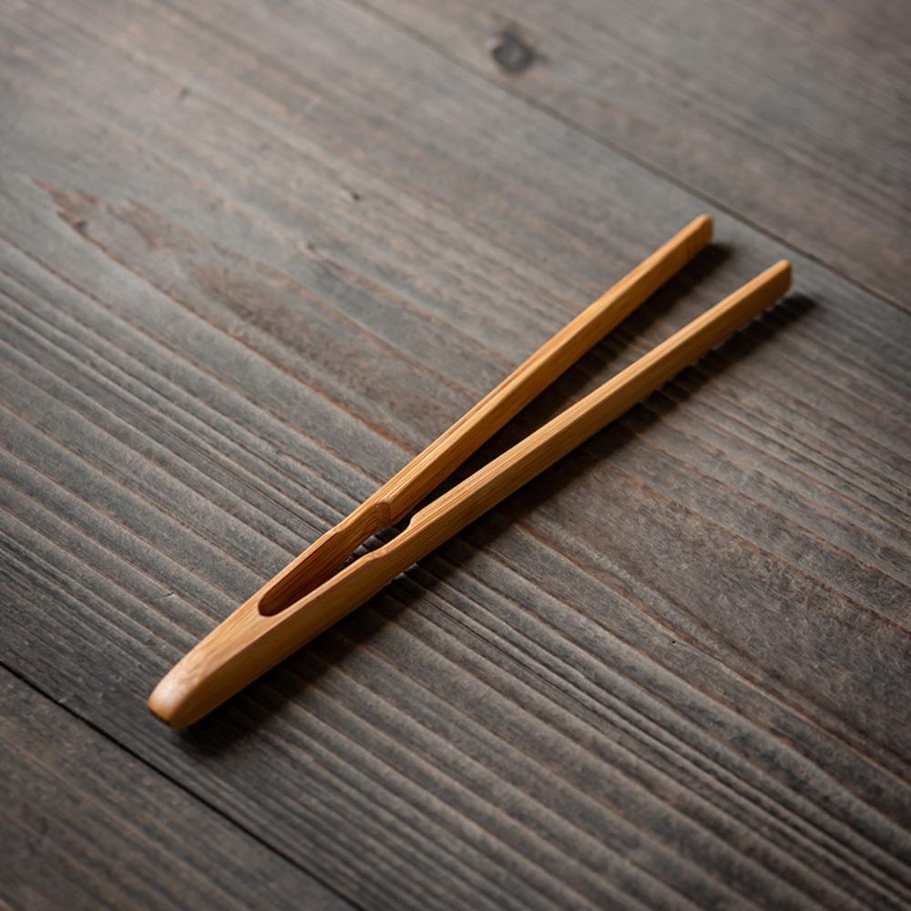 New Bamboo Wood Tea Clips Straight Durable Food Toast Salad Tongs Safe Tea Utensil Tweezer Kitchen