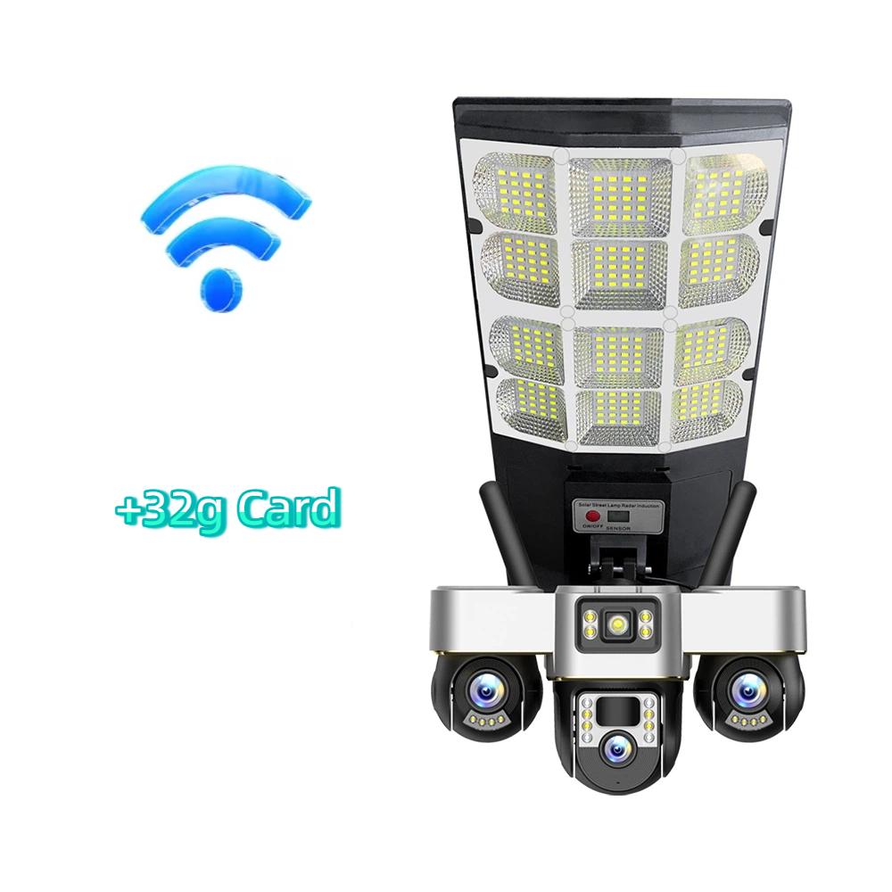 New Solar Street Light & Security Camera – Automatic Power, Smart Lighting, Three-Lens 4G WiFi Camera