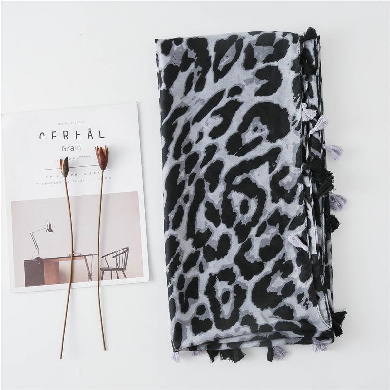 Korean Cotton & Linen Leopard Print Scarf - Autumn/Winter Dual-Purpose Tiger Pattern Shawl