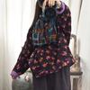 Johnature Women Pullover Vintage Autumn O-Neck Long Sleeve Spring Fall Loose Warm Chinese Style Print Floral Tops