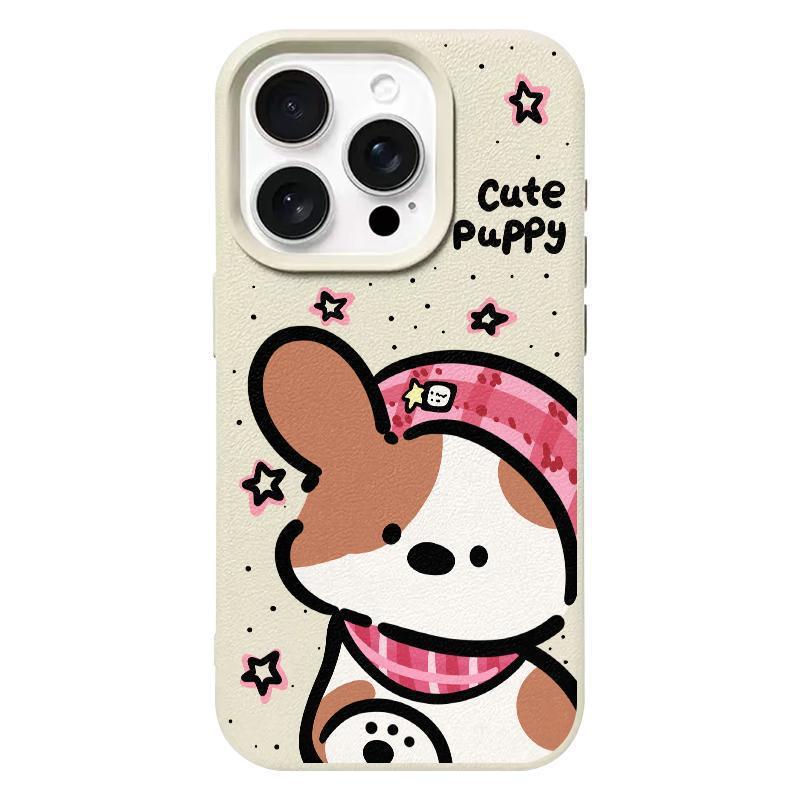 Cartoon Puppy Suitable for Apple 16PROMAX Mobile Phone Case IPhone 14 Cartoon 13 Leather Pattern 12 Soft Shell 11/15