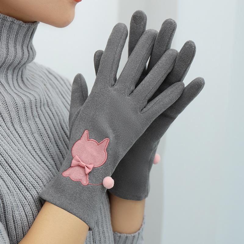 Winter Plus Velvet To Keep Warm and Cute Touch Screen Ski Riding Gloves