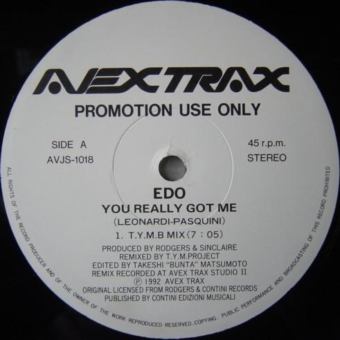 12-дюймовая пластинка EDO You Really Got Me Remix AVJS1018 avex trax 1992 Япония Танцевальная Электроника Б/у