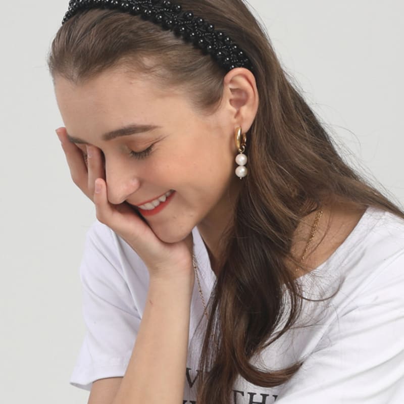 LALA Жемчужная повязка для волос - ЧЕРНАЯ