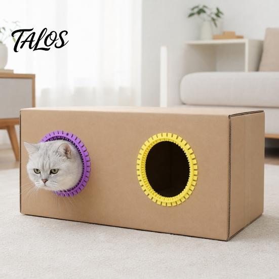 Самоуходный кошачий туннель-расческа из картона, DIY туннель-расческа с кольцом, Ручной массажный гребень, Домик с отверстием для двери, Решение проблемы линьки