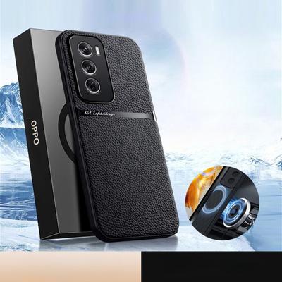 Автомобильный магнитный чехол для телефона для OPPO Reno 12 Pro 5G с текстурой кожи, силиконовая защита, противоударная задняя крышка для OPPO Reno 11 Pro 11F