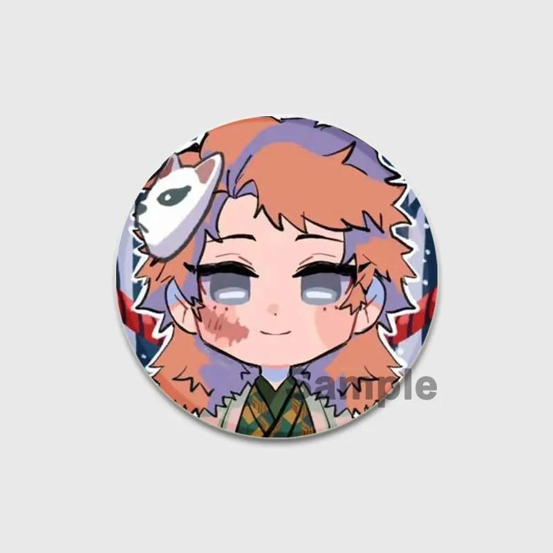 32/44/58mm Round Anime Brooches Kamado Tanjirou Tsuyuri Kanao Hashibira Inosuke Rengoku Kyoujurou Agatsuma Zenitsu Akaza Badge Lapel Pins