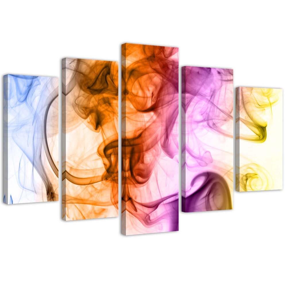 Five piece picture canvas print Smoke Abstraction