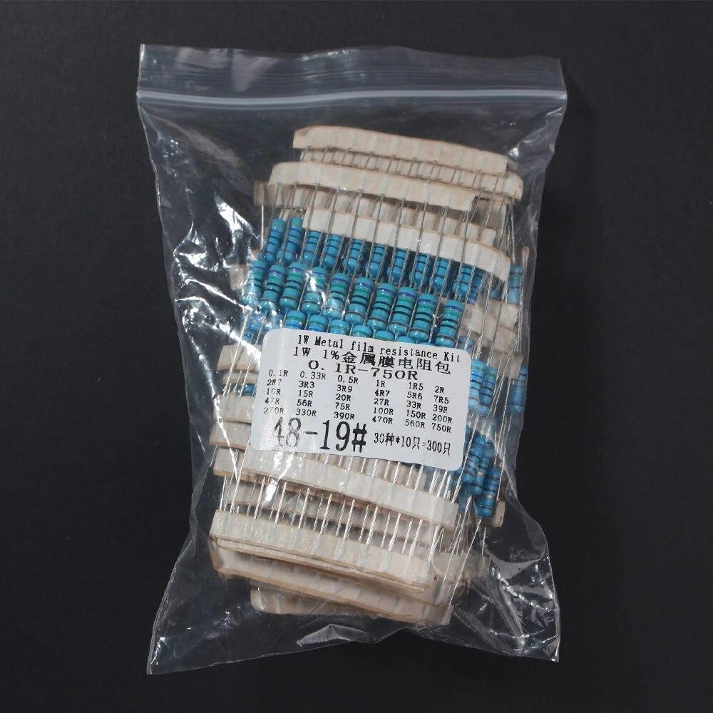 300 шт./лот 0,1R ~ 750R набор металлопленочных резисторов в ассортименте, 30 видов 1 Вт «сделай сам», электронный 1% набор резисторов 330R 390R 470R 560R
