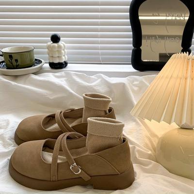 Maillard две носки ретро французские туфли Мэри Джейн с мелким вырезом из маленькой кожи женские 2025 весна новые британские туфли на платформе