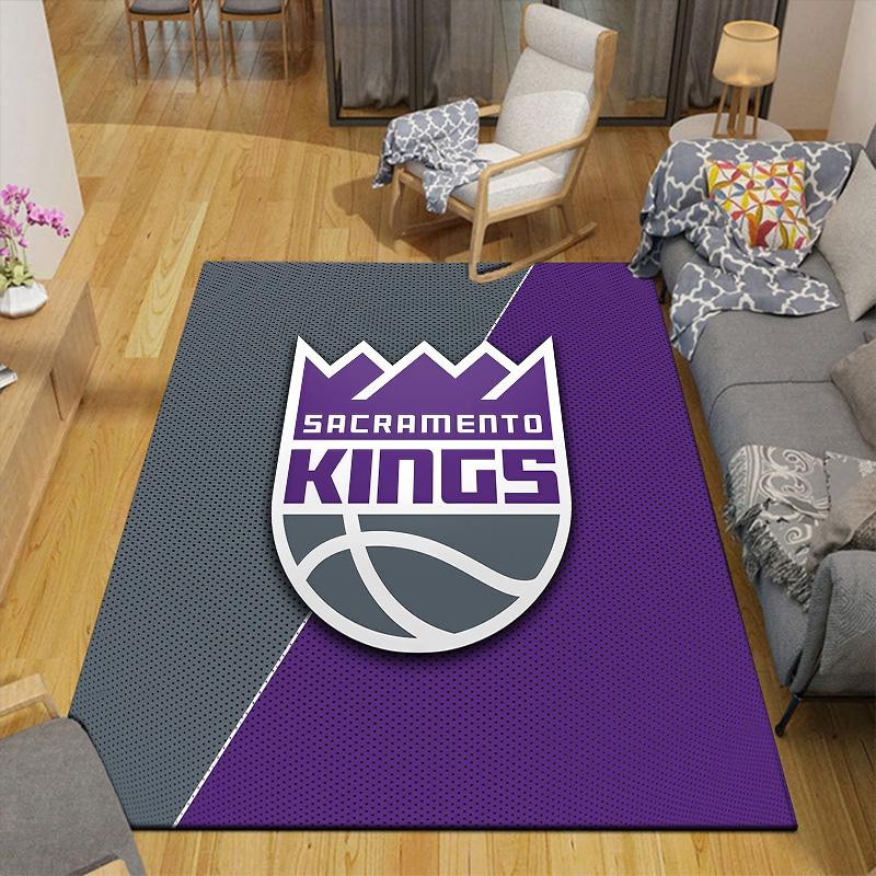 Sacramento Kings Flannel Pattern Square Carpet,Area Rug,Carpet Rug for Living Room Bedroom Sofa Playroom Decor,Non-slip Floor Mat