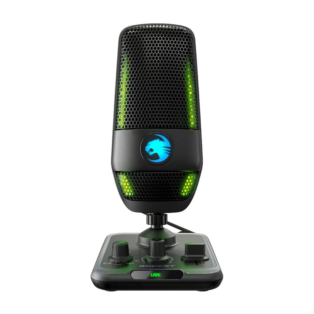 ROCCAT Condenser Microphone Torch USB Gaming Microphone PC Game Distribution RGB Pickup Pattern 3 Types Studio Grade Boom Arm Compatible Windows 7 or
