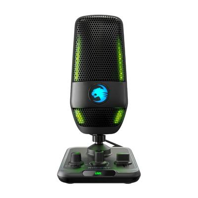 ROCCAT Конденсаторный микрофон Фонарик USB Игровой микрофон ПК Игровая трансляция RGB Диаграмма направленности 3 типа Студийного класса Совместим со стойкой-пантографом Windows 7 или