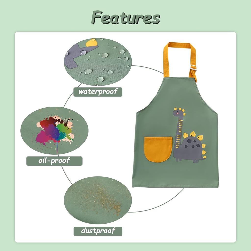 Детские фартуки для девочек и мальчиков, водонепроницаемый кухонный фартук для детей с карманами, регулируемый ремень для детей, приготовление пищи, выпечка, рисование, садоводство