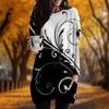 New In Autumn Color Blocked Grass Print Plus Size Dress Women O'neck Long Sleeves Casual Pocket Dresses