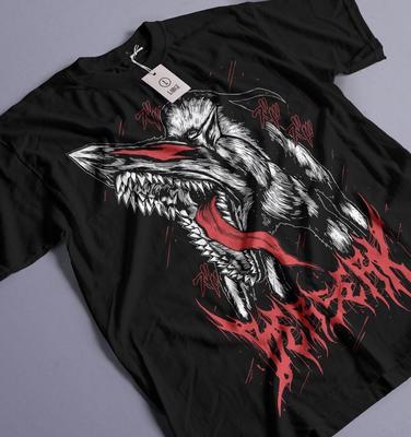 Футболка Berserk Ужасы Манга Стрип Гац Берсерк Броня Аниме Черная футболка