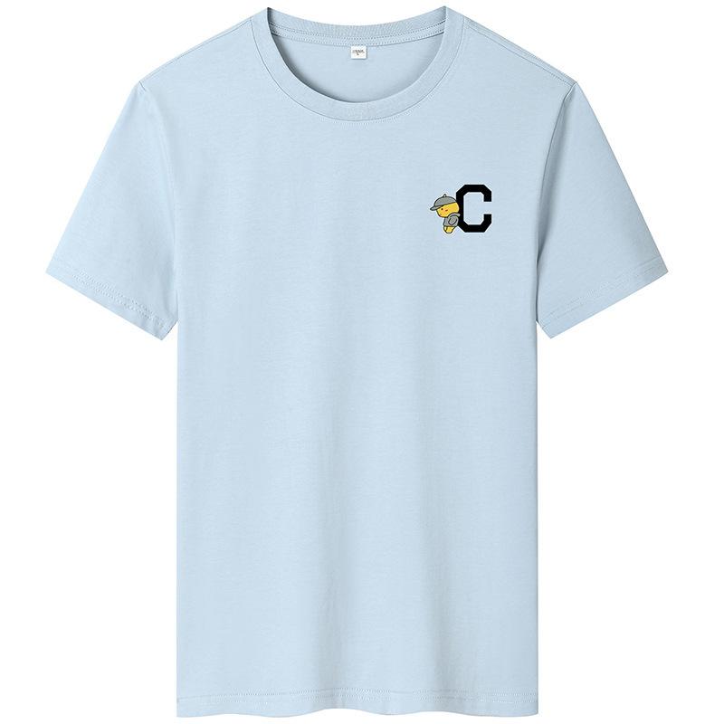 Мужская модная футболка с короткими рукавами C с принтом, повседневная футболка из чистого хлопка