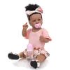Full Body Silicone Africa Black Skin Reborn Baby Dolls 57 CM Real Touch Newborn Toddler Bath Doll Toys Kids Birthday XMAS Gift