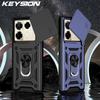 KEYSION Shockproof Case for Infinix Note 40 Pro+ 5G Slide Camera Protection Metal Ring Stand Phone Cover for Infinix Note 40 4G