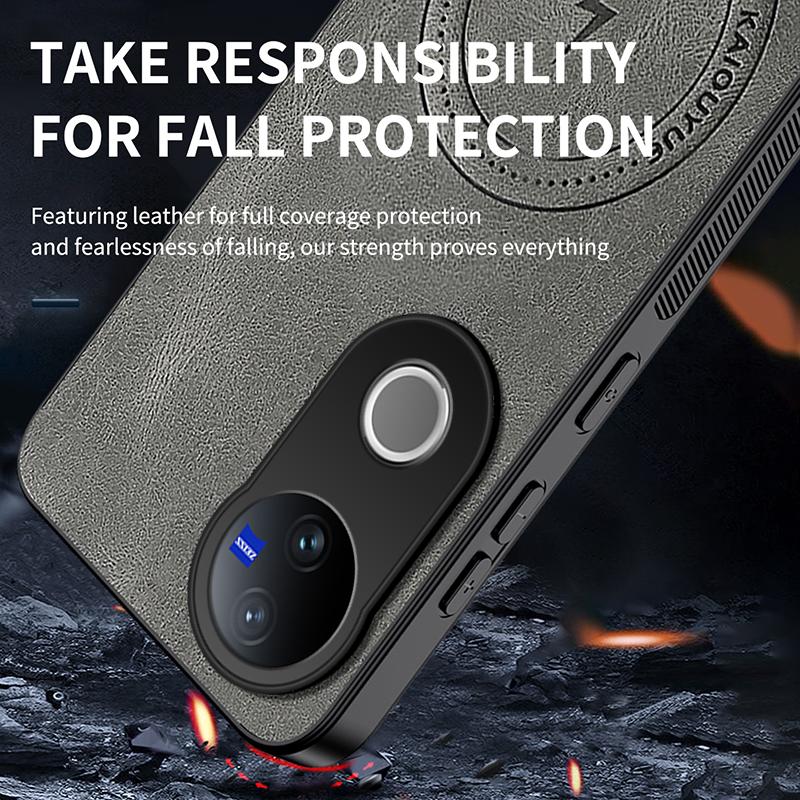 Для VIVO V50 Для Magsafe Модные Кожаные Противоударные Чехлы для Телефона Для Vivo V50 Lite Магнитная Беспроводная Зарядка Чехол V50