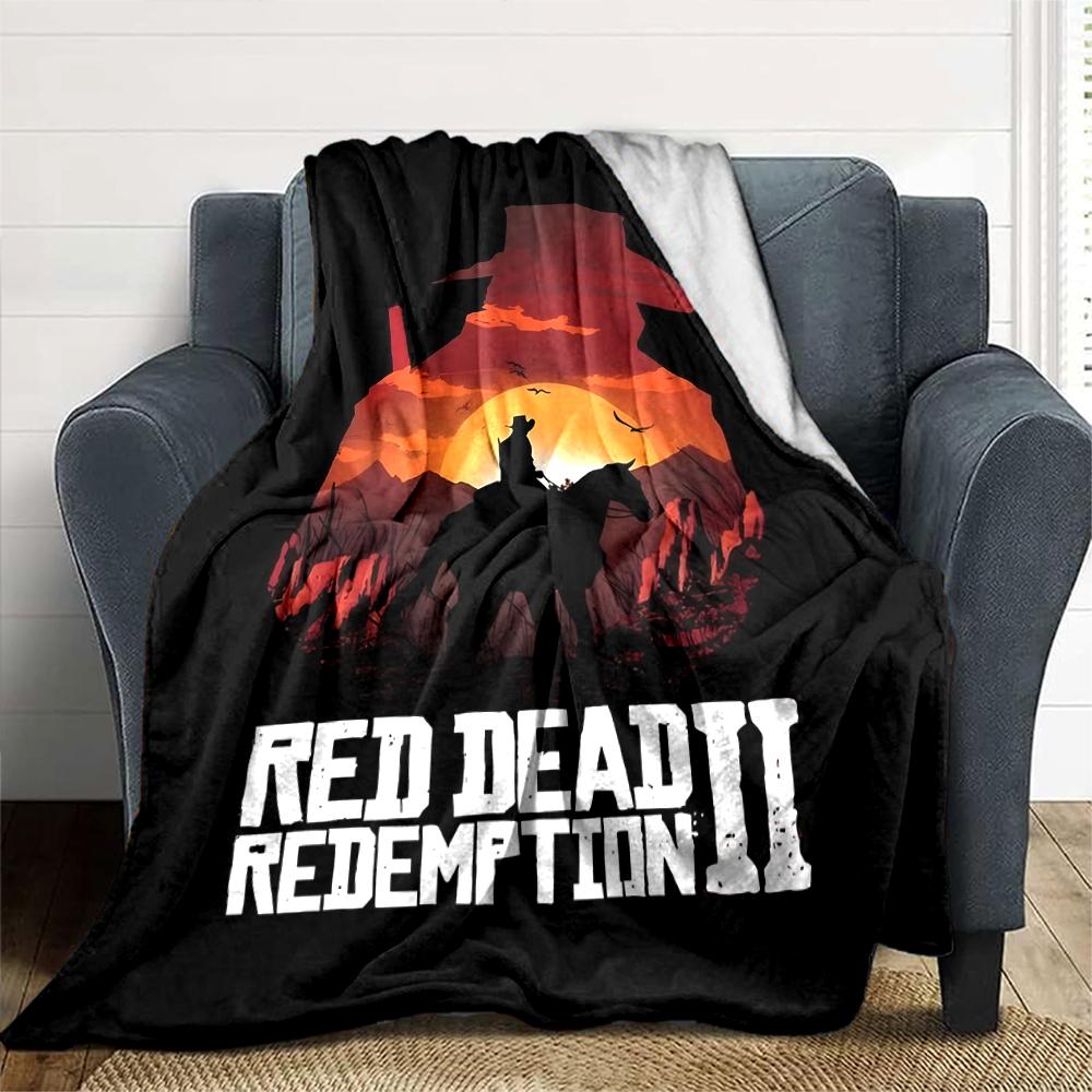 1pc Red Dead Redemption Blanket, Gift, for Men and Women, Soft Blanket, Good for Sofa Bed Couch Travel, Lightweight Flannel Blanket