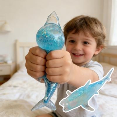 Блестящая Акула Сжимаемая Игрушка Медленно Восстанавливающая Форму Снятие Стресса Прозрачное Морское Животное Сенсорная Игрушка Декомпрессия Мячик от Стресса Игрушка для Расслабления Рук
